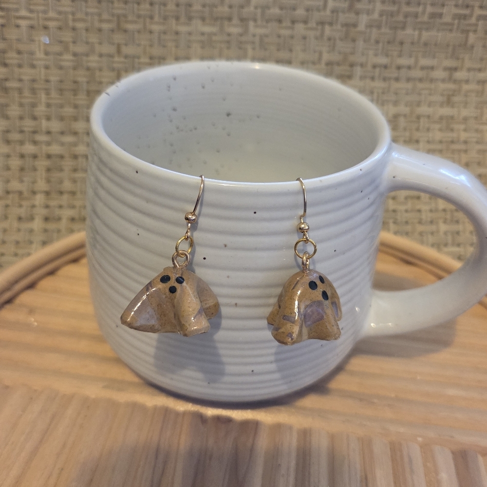 Ghost Shaped Earrings in Brown and Black